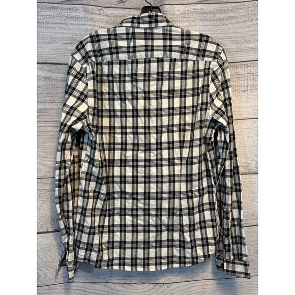 ASOS Design Mens Black & White Plaid Button-Up Shirt Size M - Picture 3 of 3